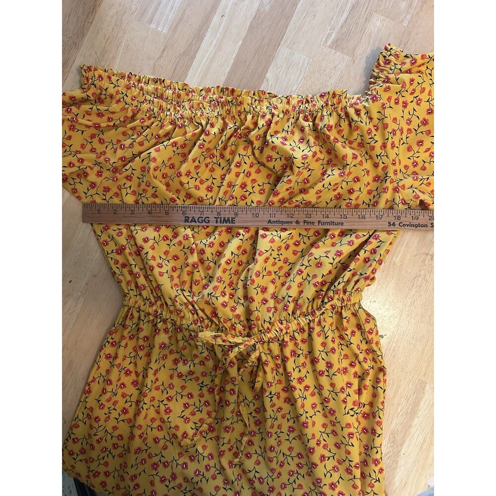 Indulge in Style 1X Yellow Floral Boho Midi Dress Smocked Cottagecore Chic - Picture 11 of 13